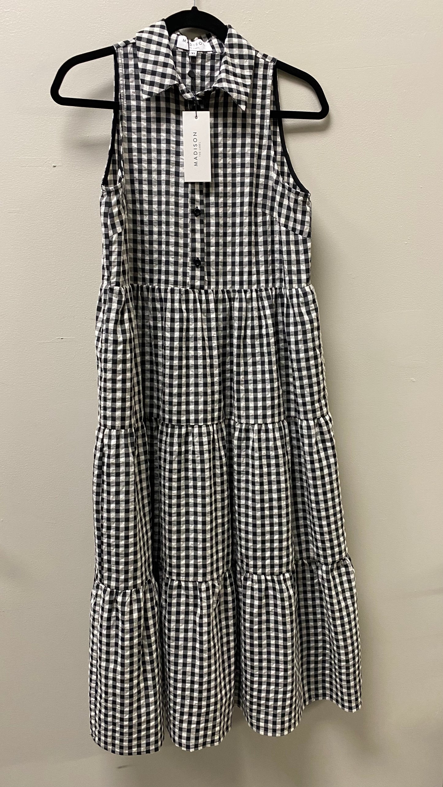 MADISON THE LABEL KIMBRA MIDI GINGHAM DRESS