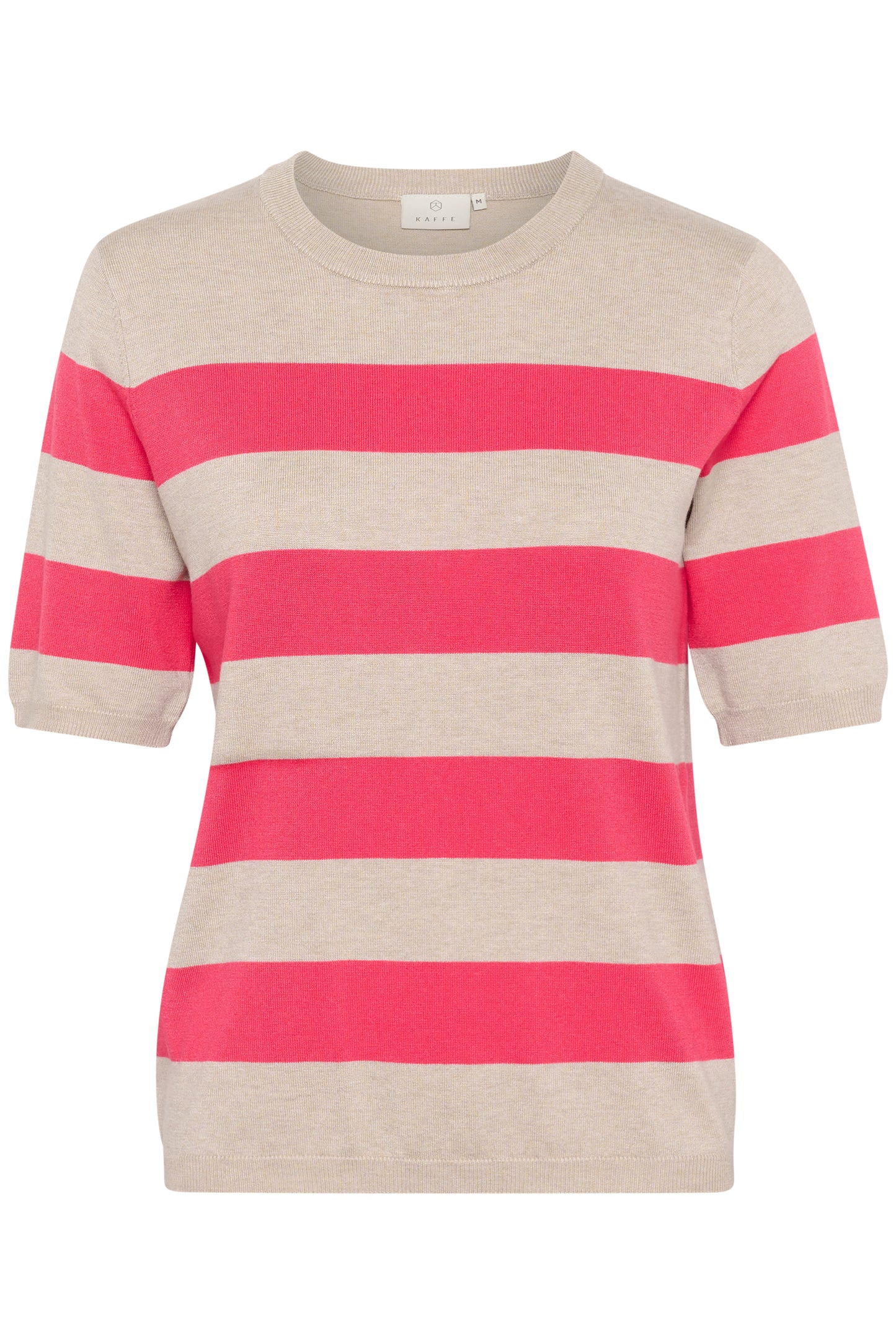 KAFFE LIZZA STRIPED KNIT IN RASBERRY AND FEATHER GREY BOLD STRIPE