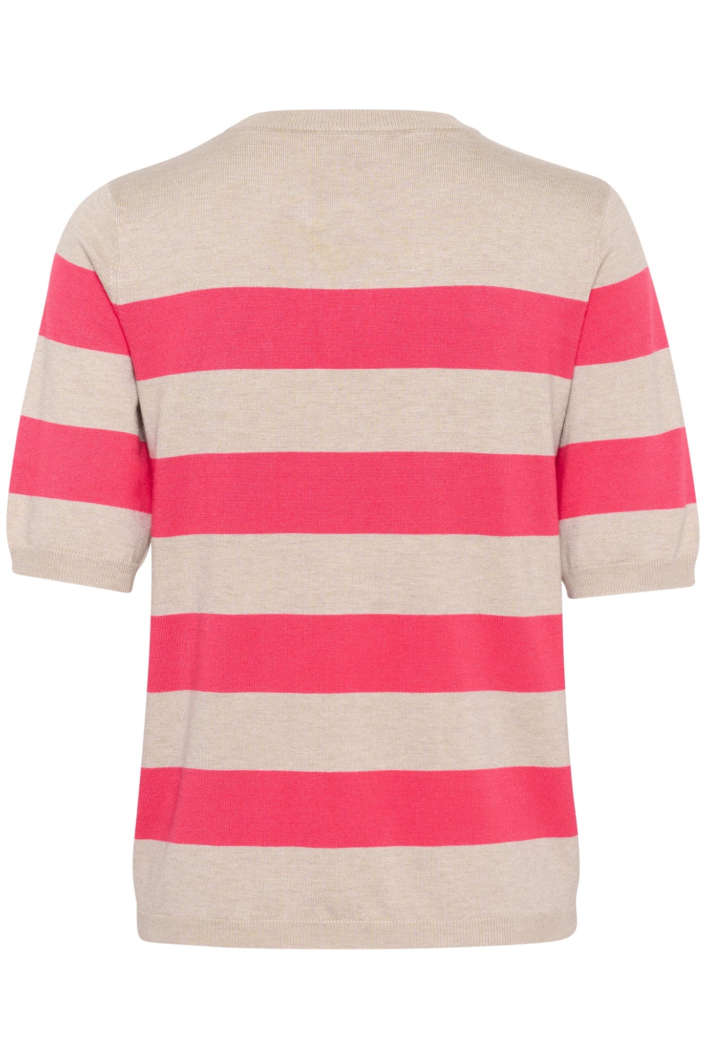 KAFFE LIZZA STRIPED KNIT IN RASBERRY AND FEATHER GREY BOLD STRIPE