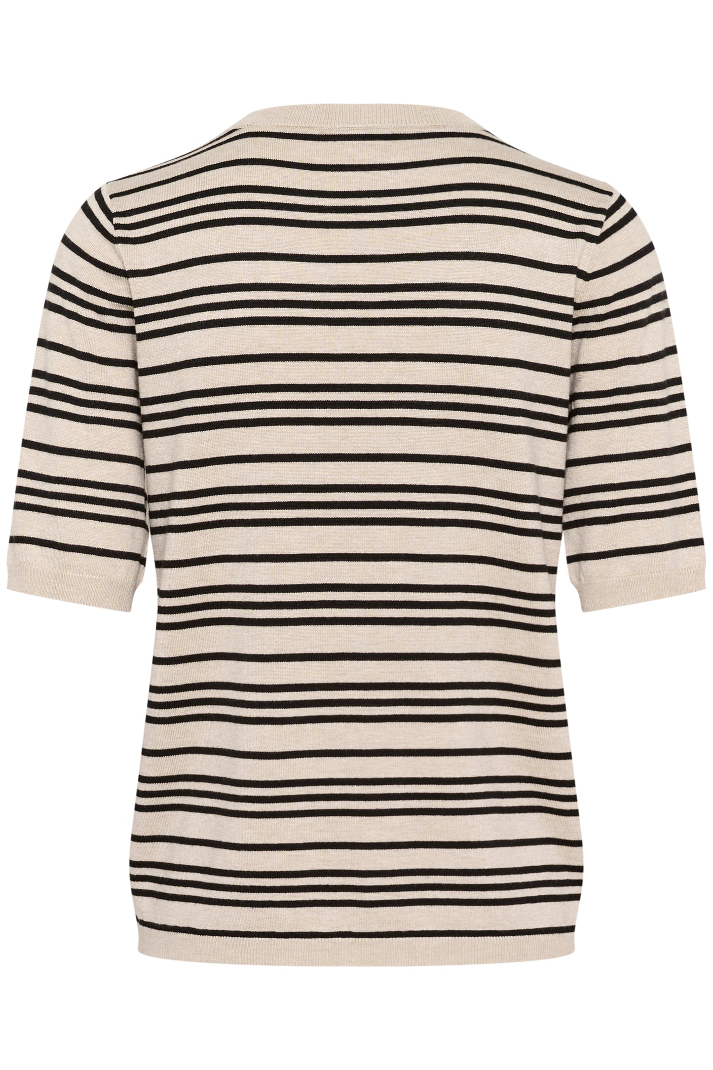 KAFFE LIZZA STRIPED KNIT IN BLACK AND FEATHER GREY STRIPE
