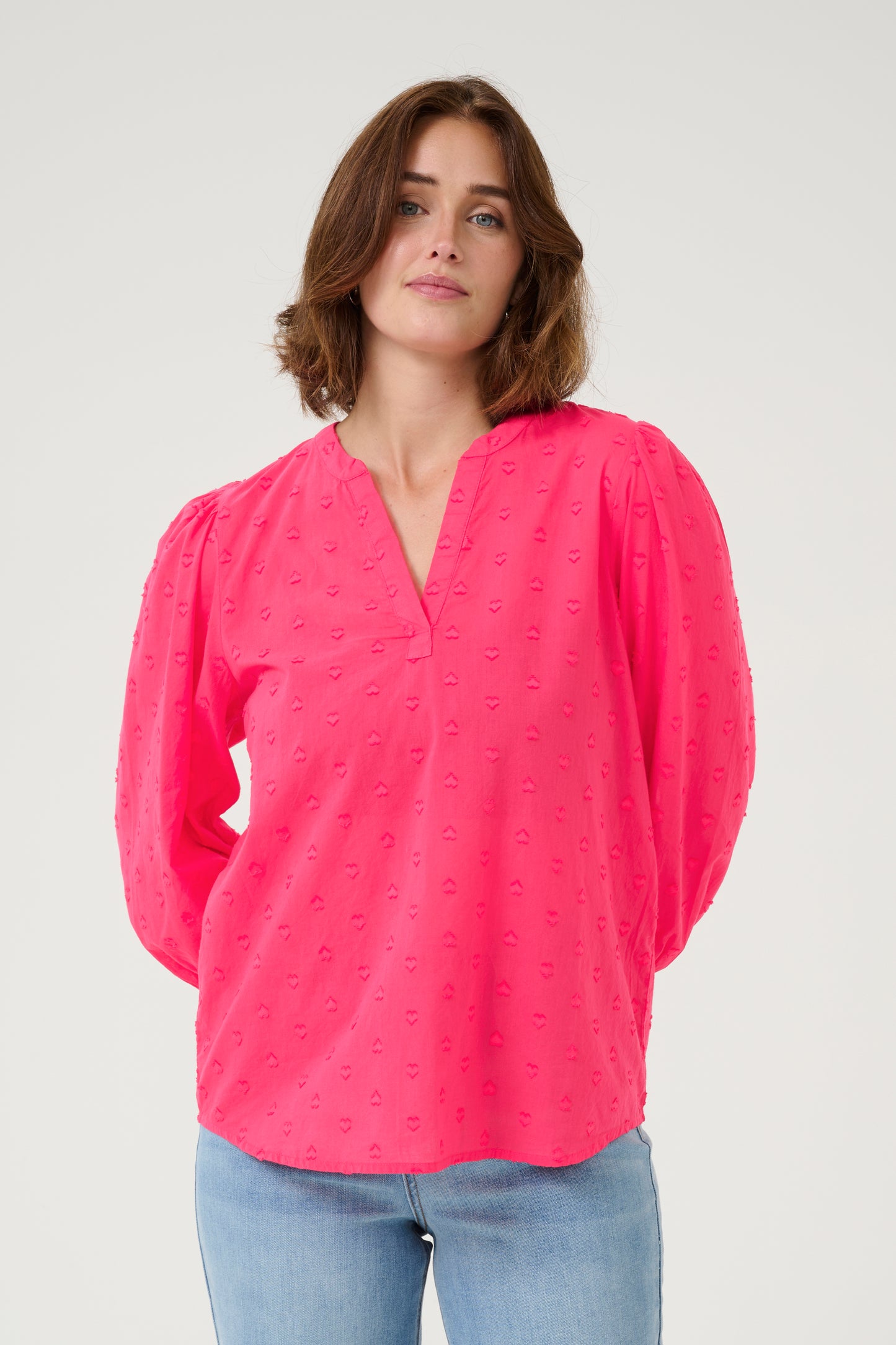 KAFFE JOLLIA BLOUSE IN RASPBERRY