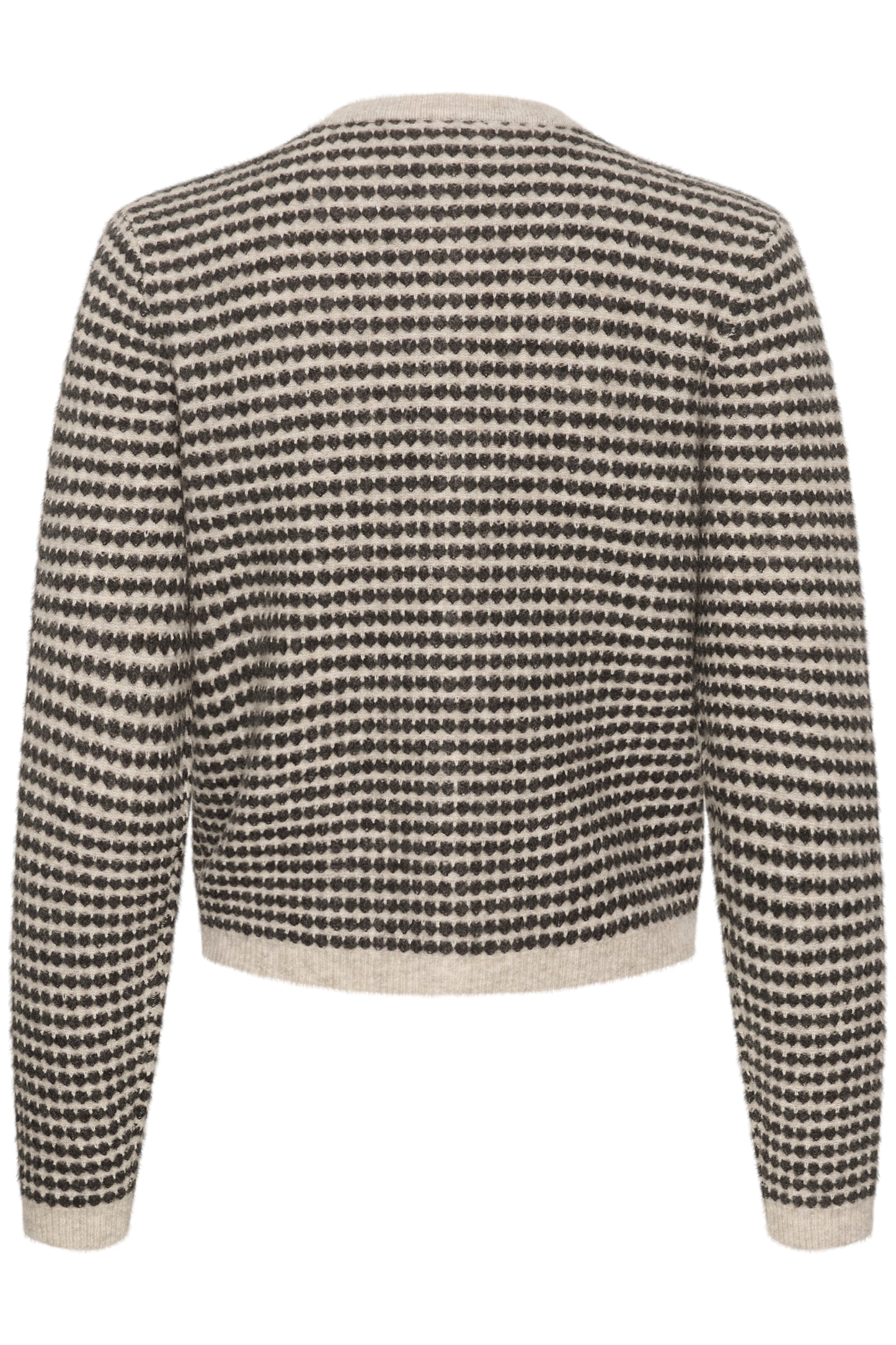 KAFFE ELLERY KNIT CARDIGAN IN FEATHER GRAY AND BLACK