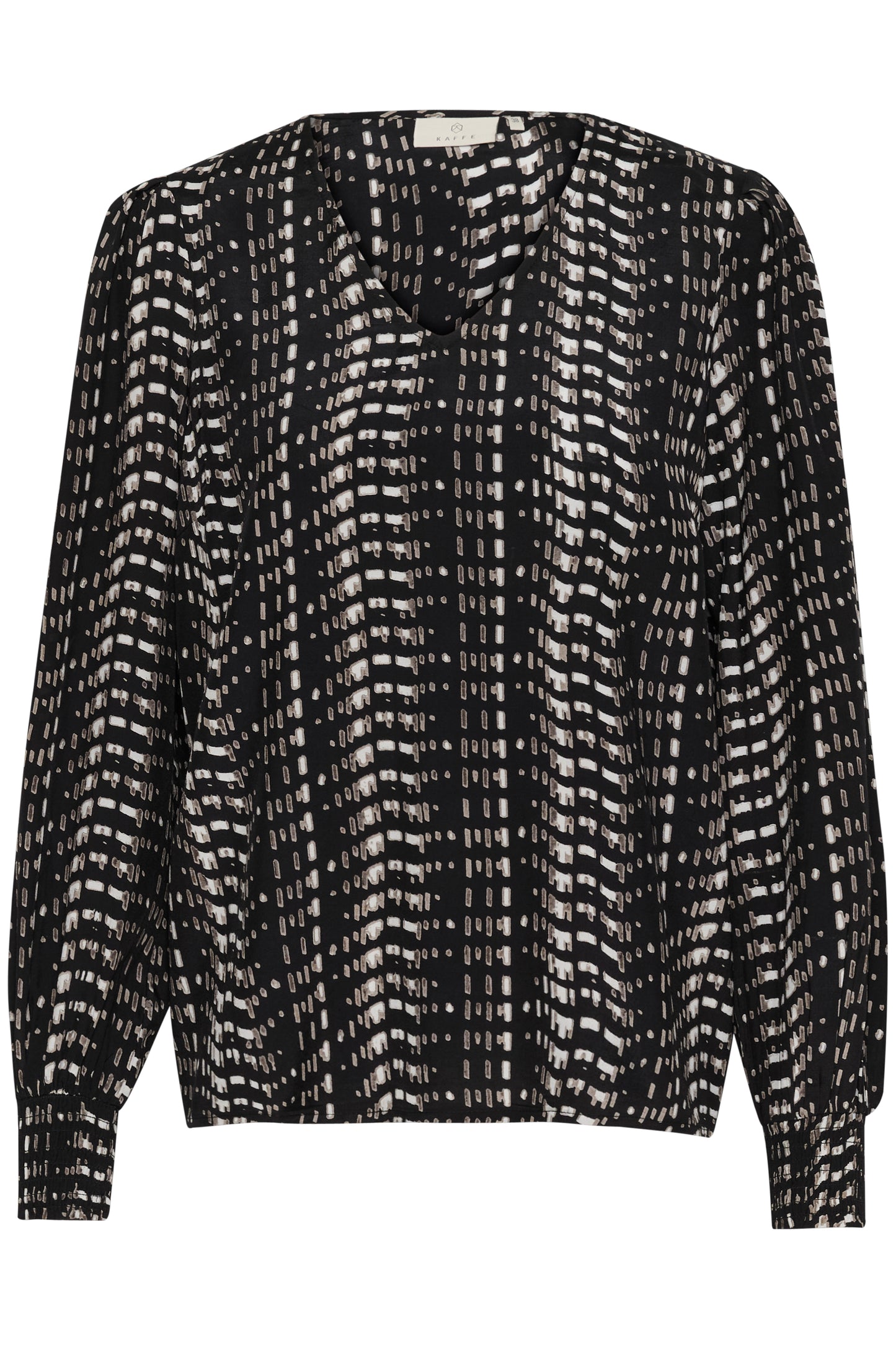 KAFFE ALICE BLOUSE IN BLACK/WHITE ELEPHANT GRAPHIC