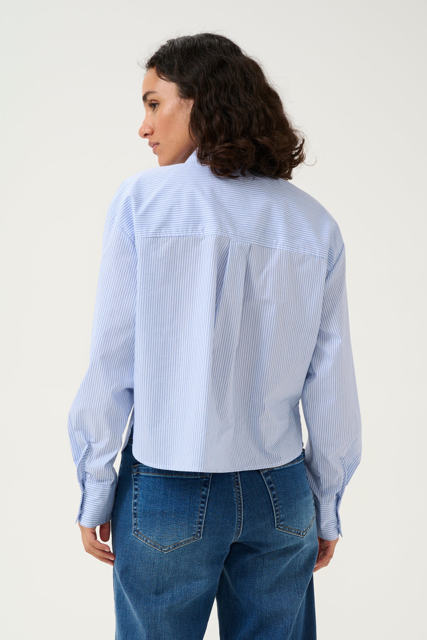 KAFFE SOFIE SHIRT IN WHITE AND BLUE STRIPE