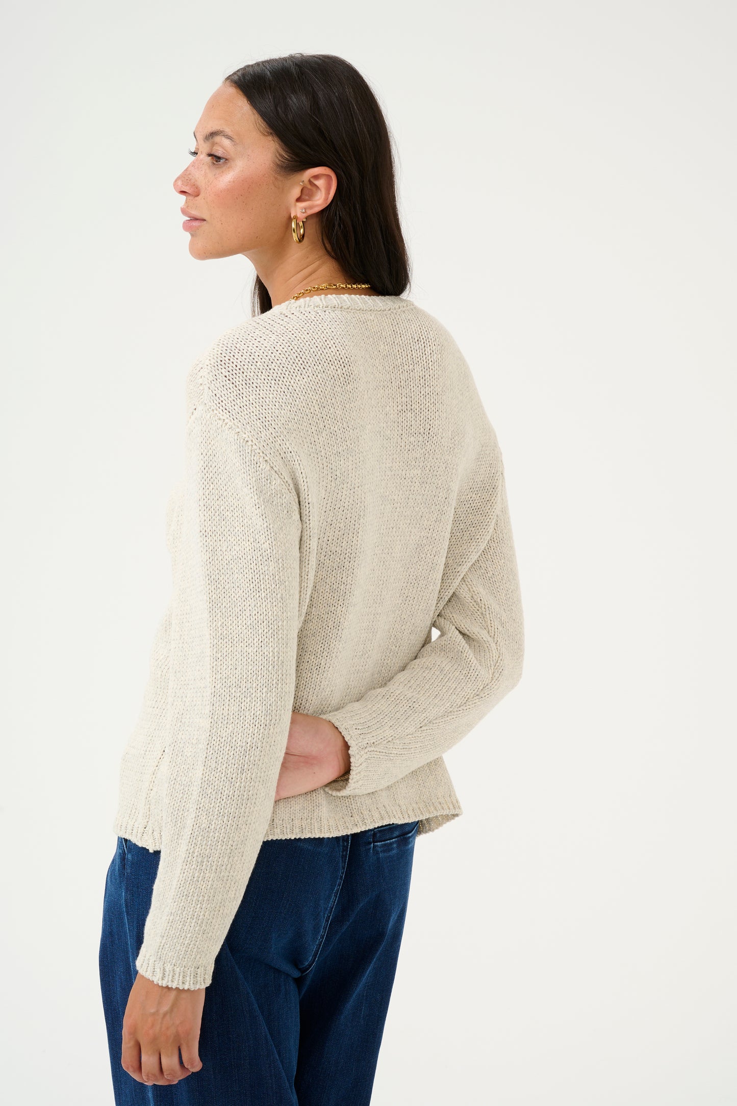 KAFFE GERDI KNIT PULLOVER IN TURTLEDOVE MELANGE