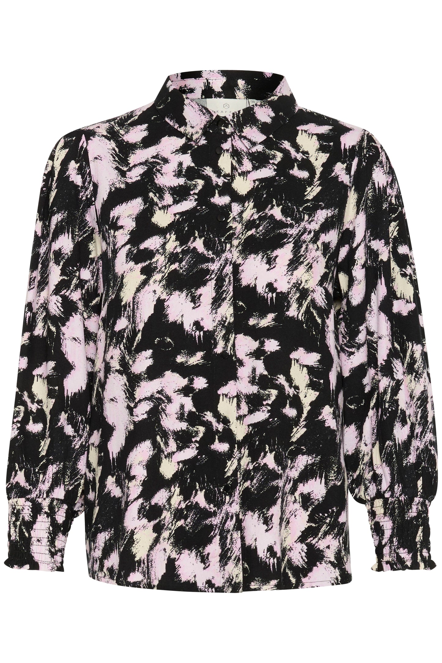 KAFFE LURA SHIRT IN BLACK AND PINK GRAPHIC STROKES