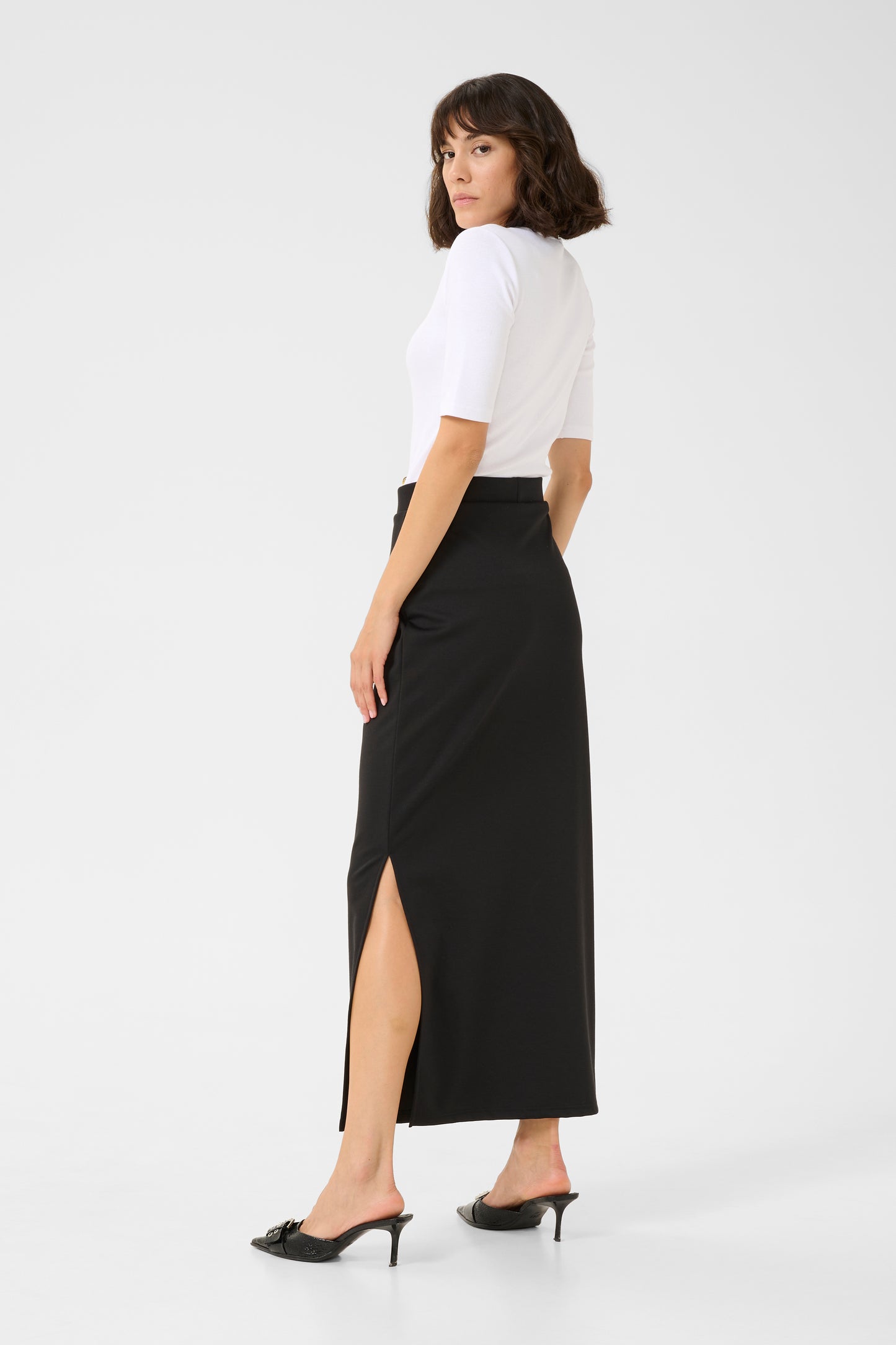 KAFFE JENNY LONG SKIRT IN BLACK DEEP
