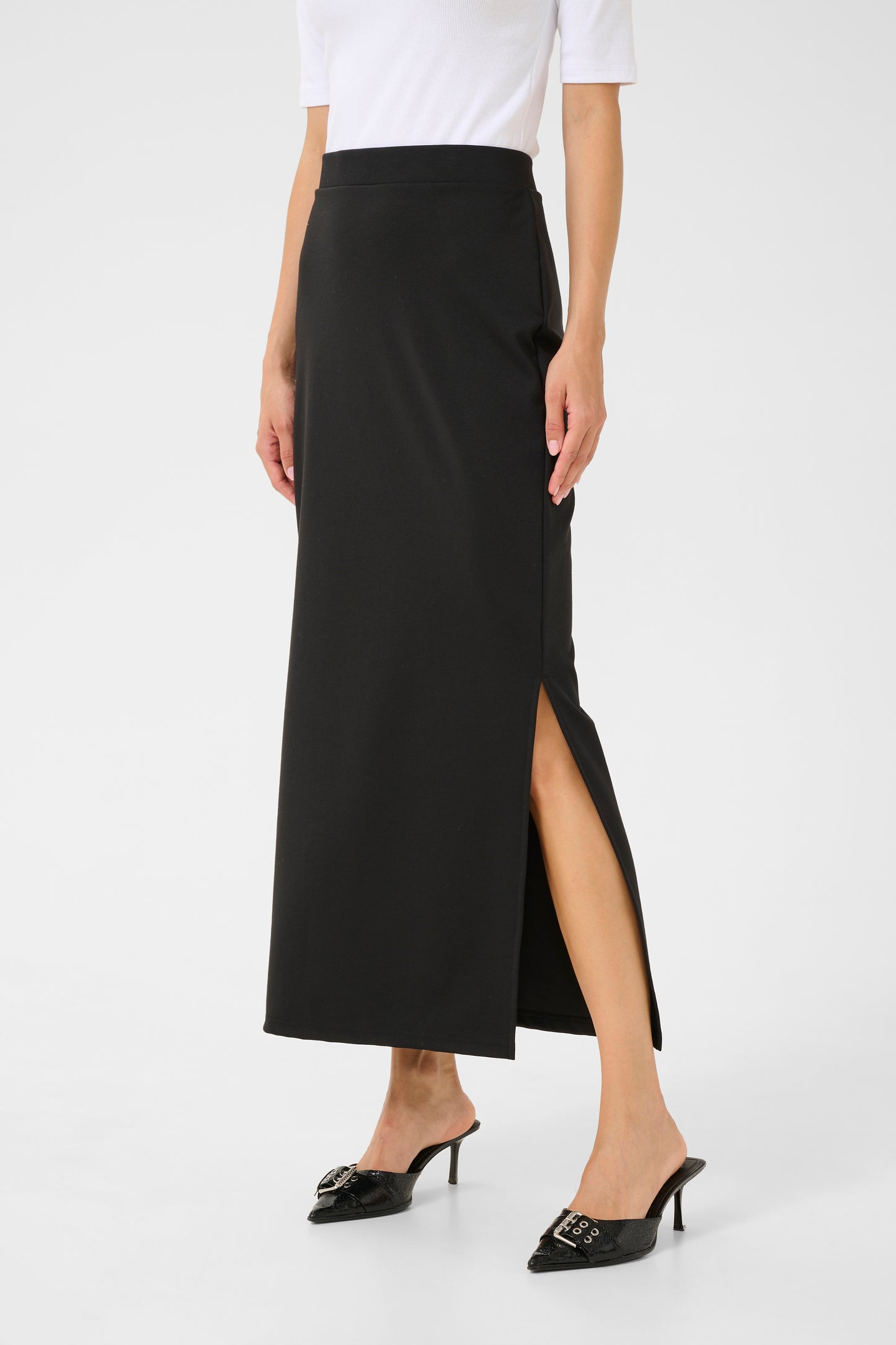 KAFFE JENNY LONG SKIRT IN BLACK DEEP