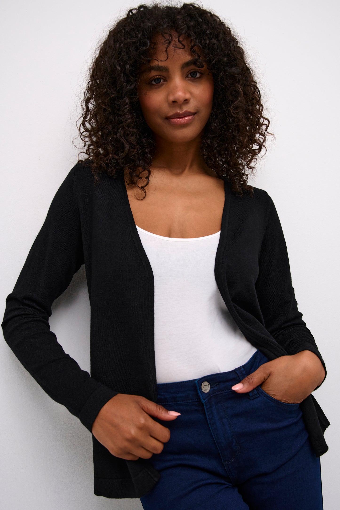 KAFFE FENIA ASTRID CARDIGAN IN BLACK DEEP