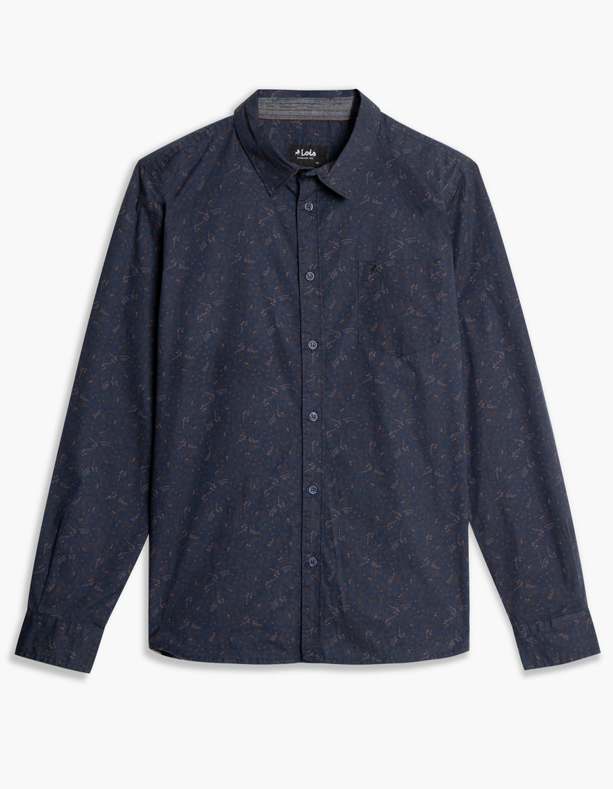 LOIS MENS SULLIVAN PRINTED SHIRT IN NAVY COMBO