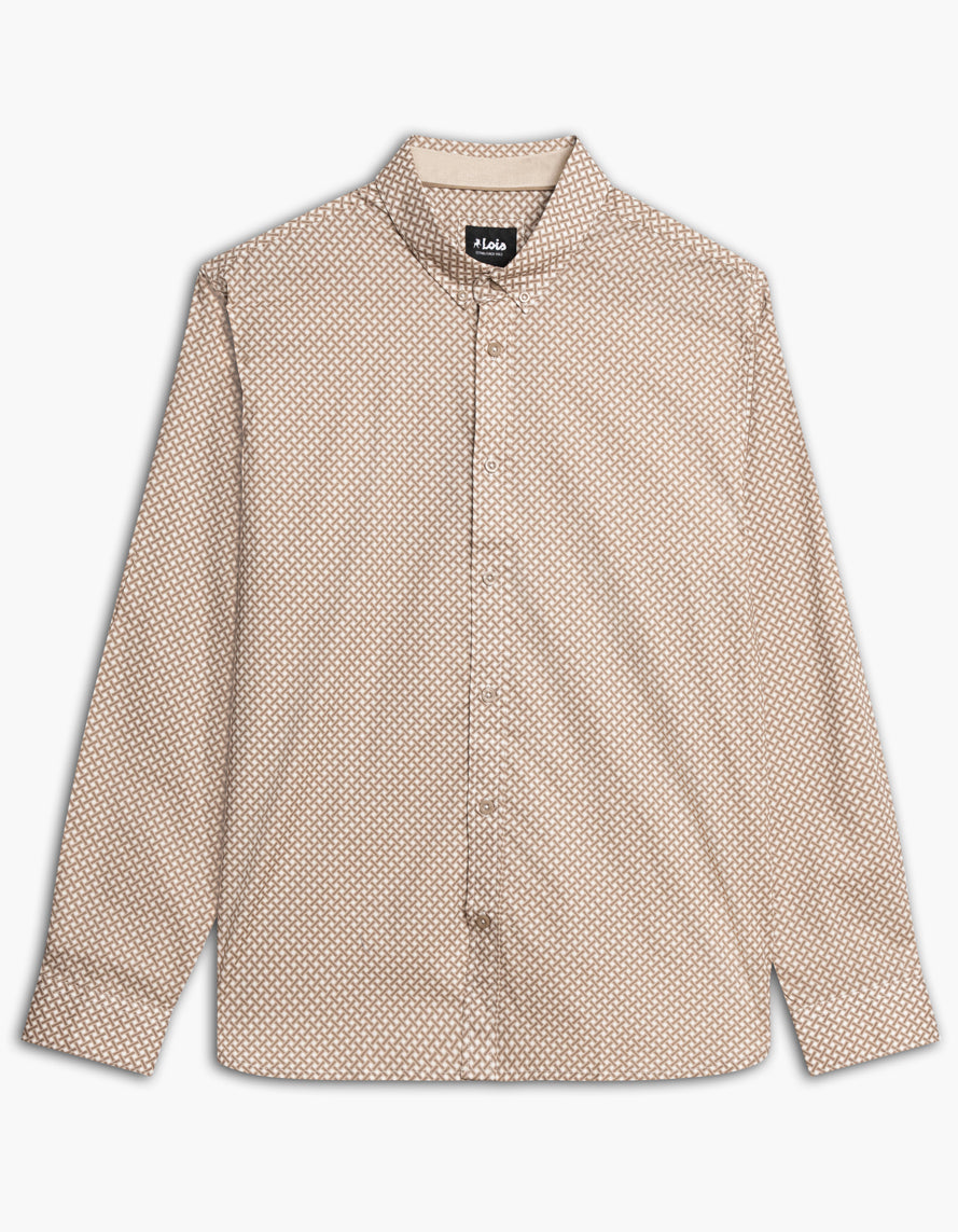 LOIS MENS COLIN BUTTON UP SHIRT IN SEPIA COLOUR