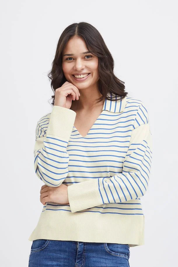 FRANSA CARMEN PULLOVER IN BEAUCOUP BLUE MIX