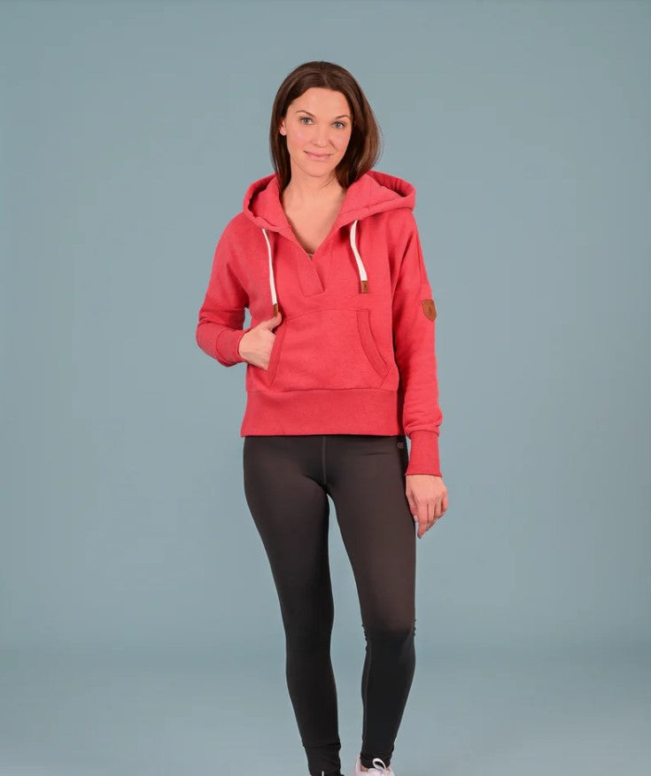 WANAKOME WOMEN'S ROSSO CROPPED OPEN FRONT HOODIE