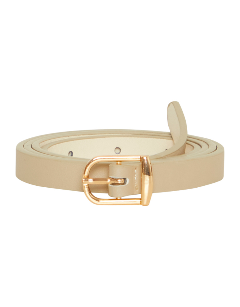 ICHI PALE KHAKI BELT WITH GOLD BUCKLE