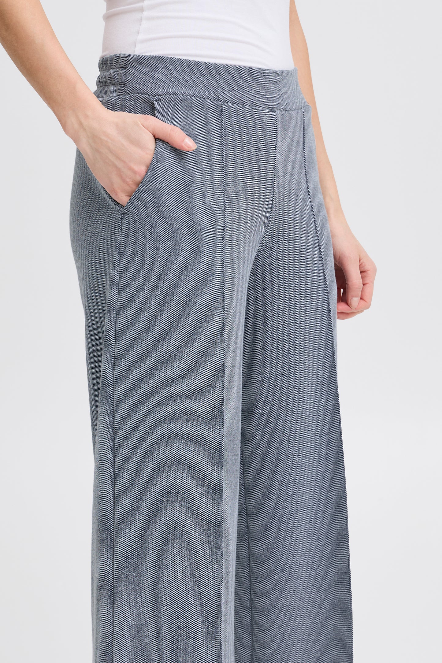ICHI KATE PIQUE PANT IN MEDIEVAL BLUE