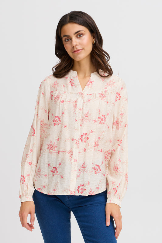 FRANSA LELA BLOUSE WITH PAISLEY PRINT IN POINSETTA ACCENT