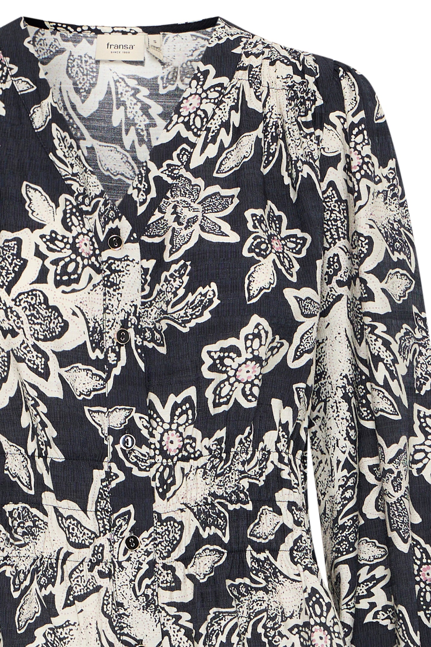 FRANSA ARIANA FLORAL PRINT BLOUSE IN BLACK