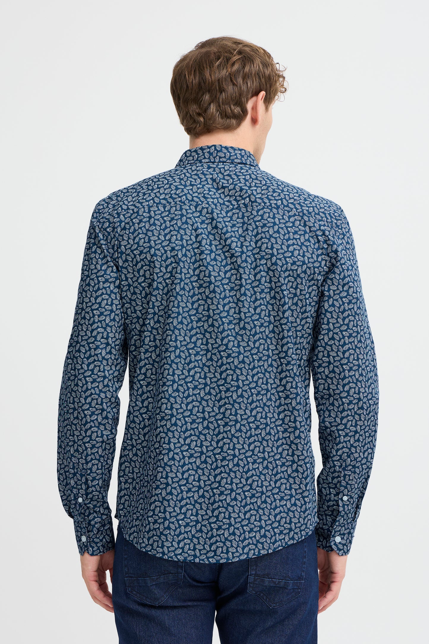 BLEND MEN'S AGGE LONG SLEEVE PATERN SHIRT IN DRESS BLUES