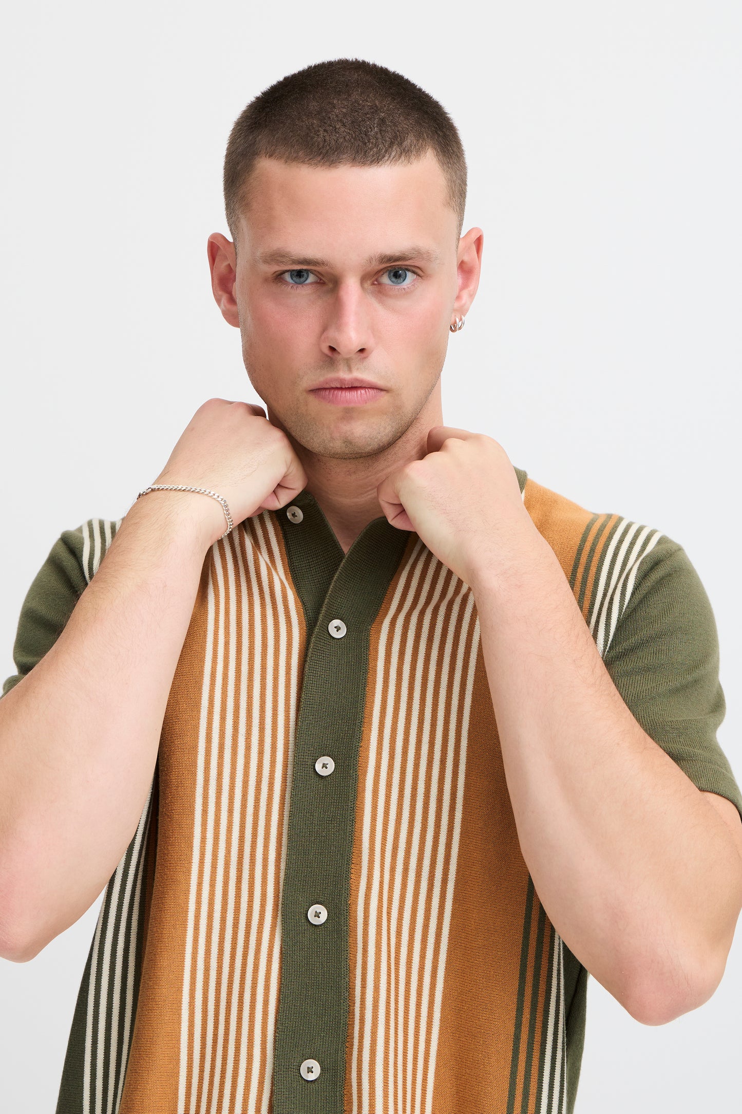 BLEND MEN'S ALBUS POLO KNIT SHIRT IN OLIVE NIGHT