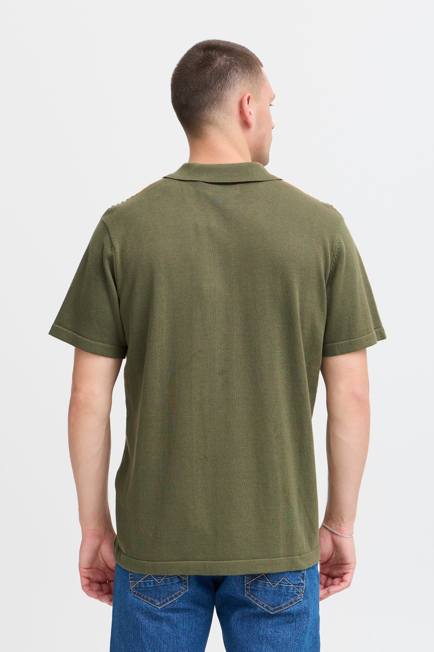 BLEND MEN'S ALBUS POLO KNIT SHIRT IN OLIVE NIGHT