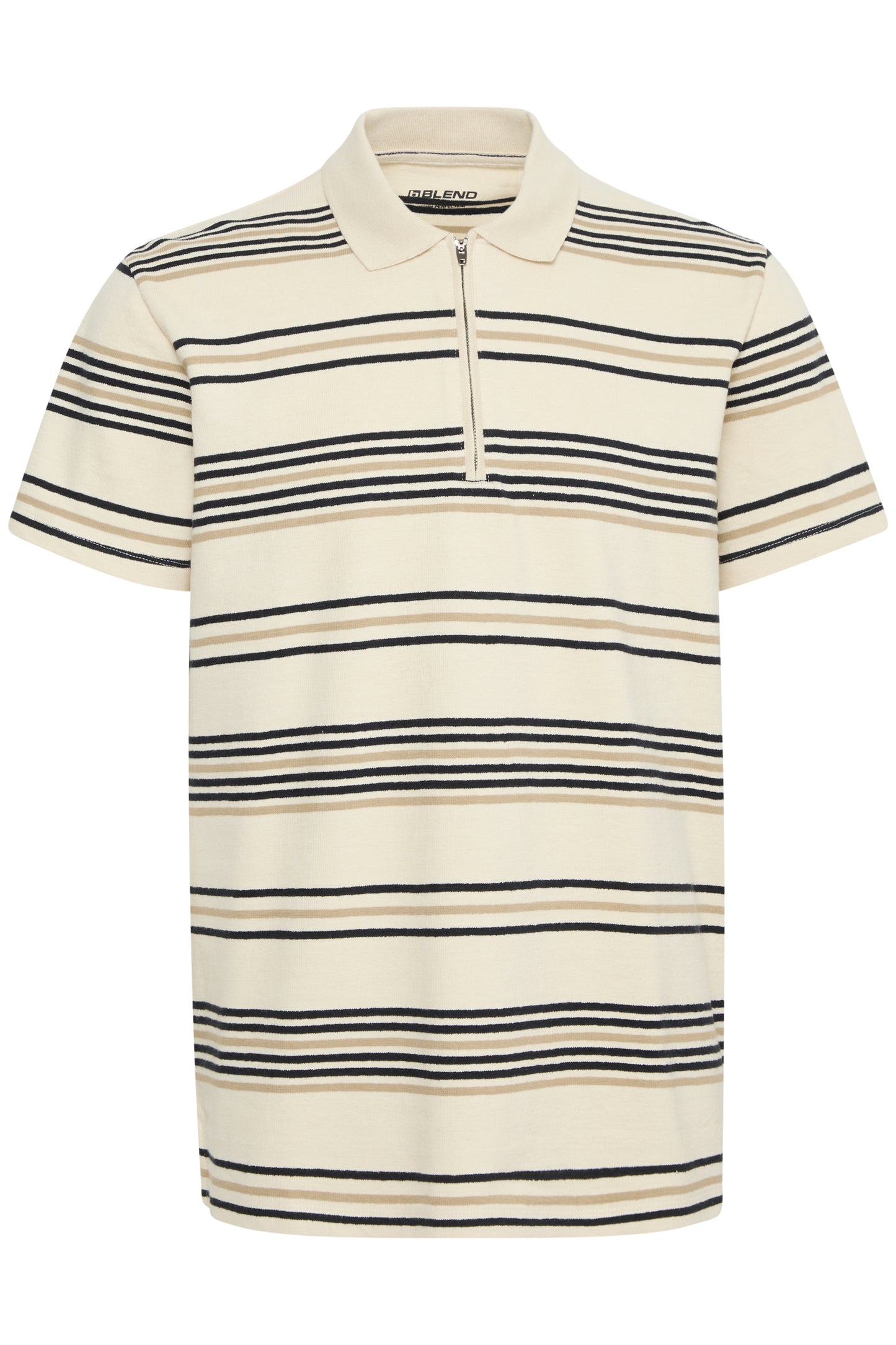 BLEND MEN'S ERNEST ZIP COLLAR POLO IN BLEACHED SAND