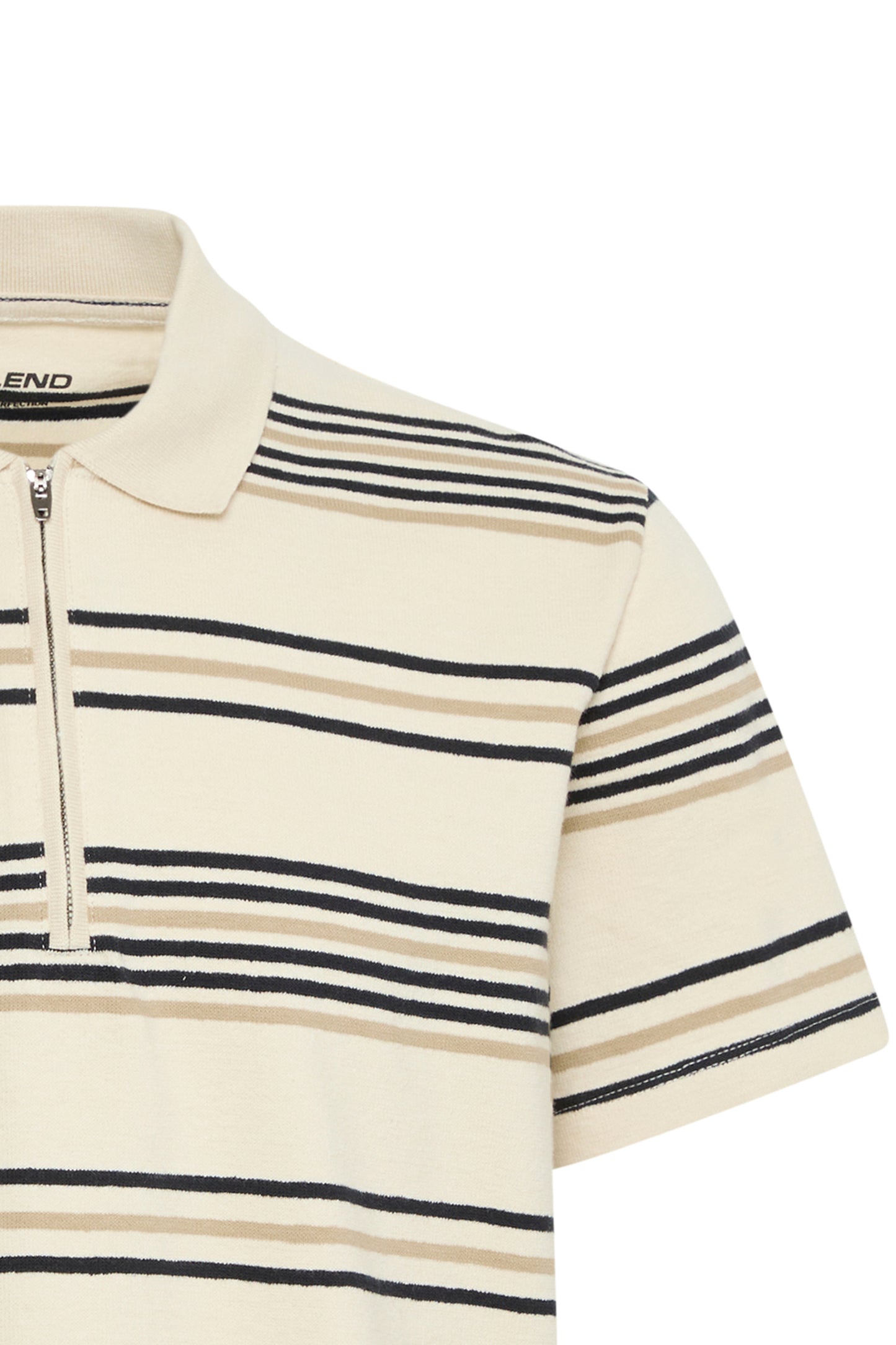 BLEND MEN'S ERNEST ZIP COLLAR POLO IN BLEACHED SAND