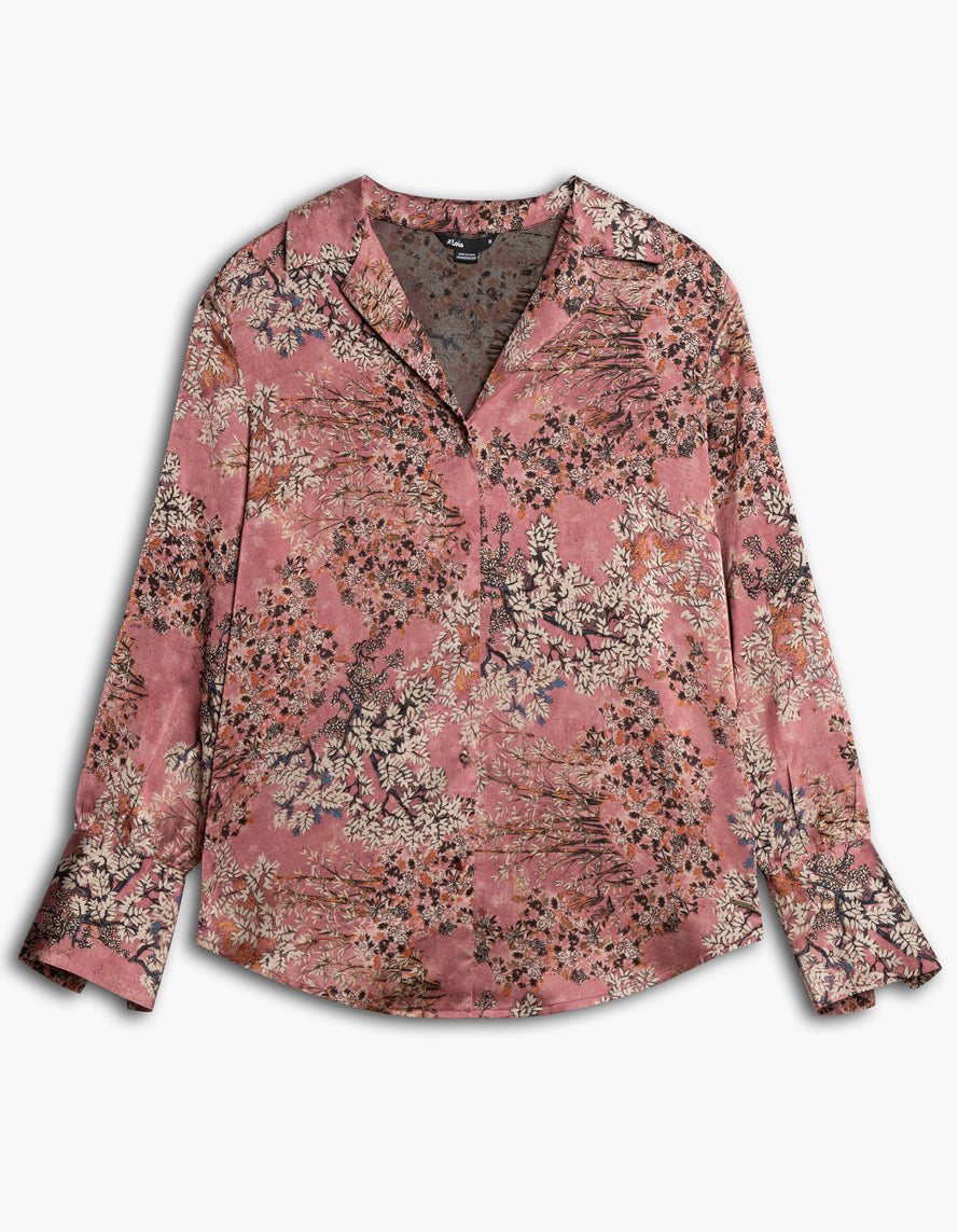 LOIS CLARABELLE OLD ROSE COMBO PRINTED SHIRT