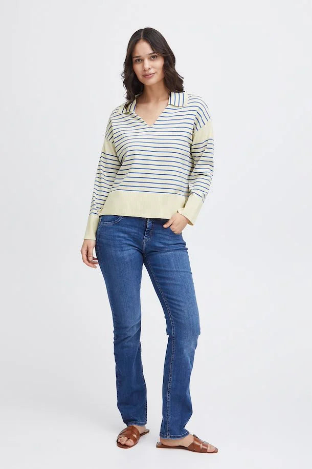 FRANSA CARMEN PULLOVER IN BEAUCOUP BLUE MIX