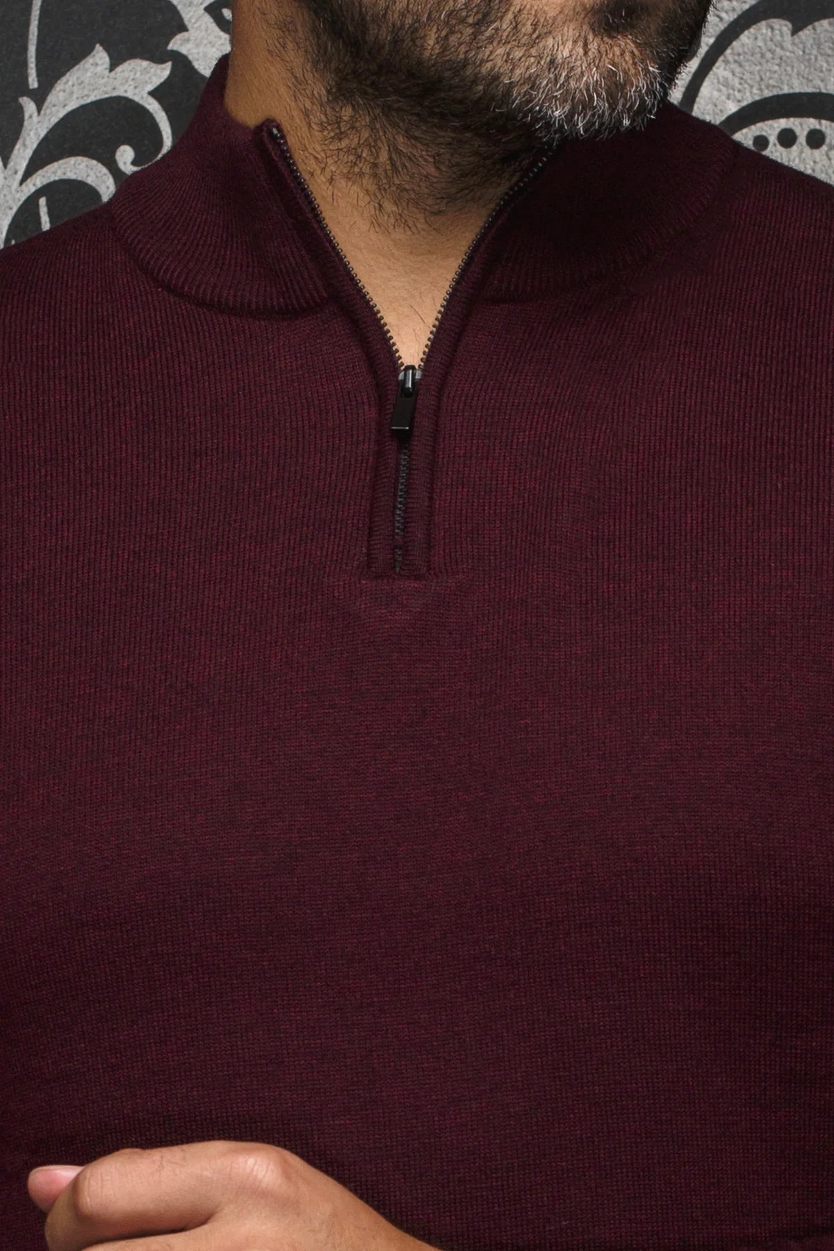 AU NOIR MEN'S MERINO WOOL SWEATER IN BURGUNDY