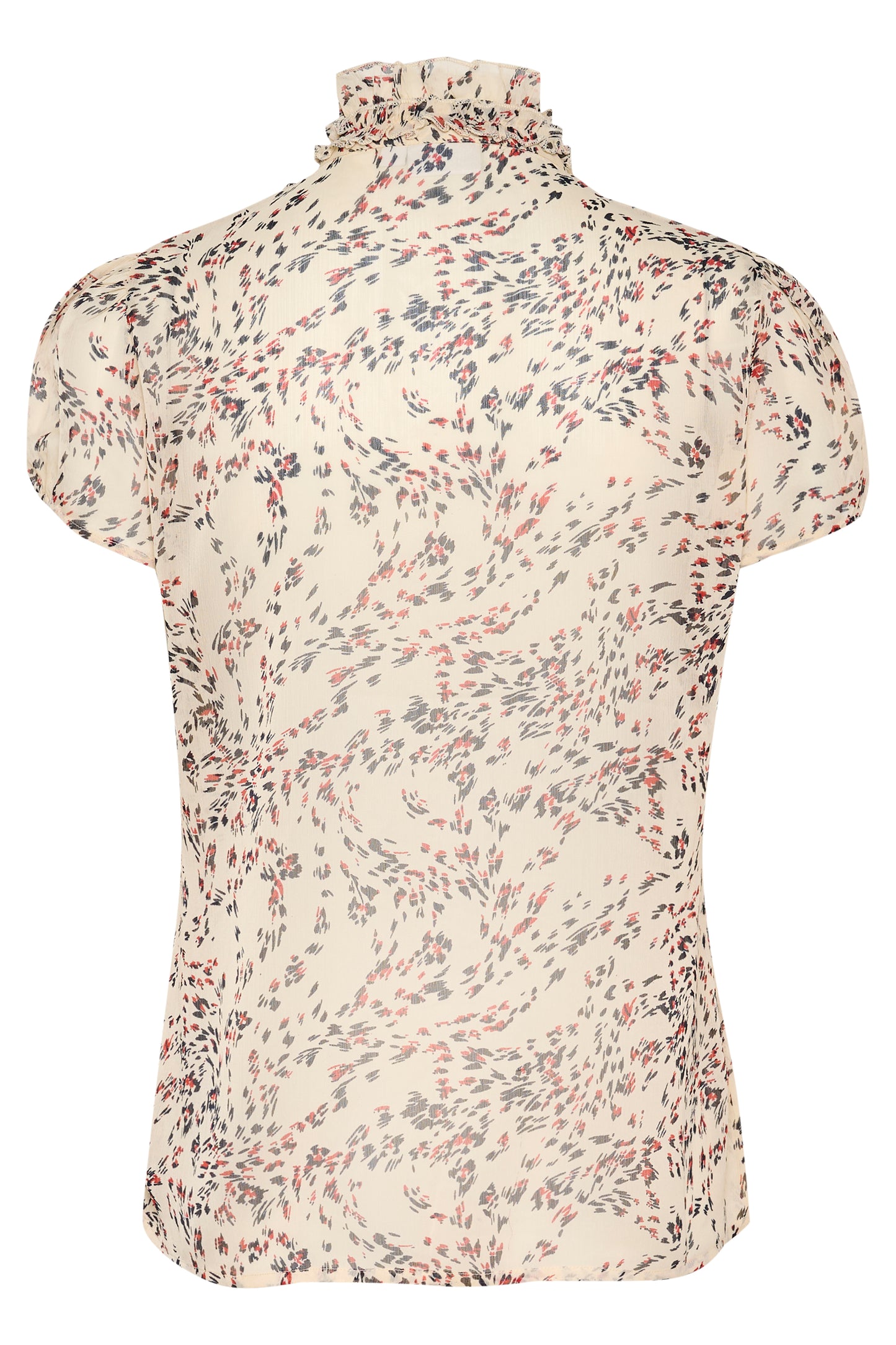 SAINT TROPEZ LILJA CRINKLE SHORT SLEEVE BLOUSE IN FOG WINDSWEPT LEAVES