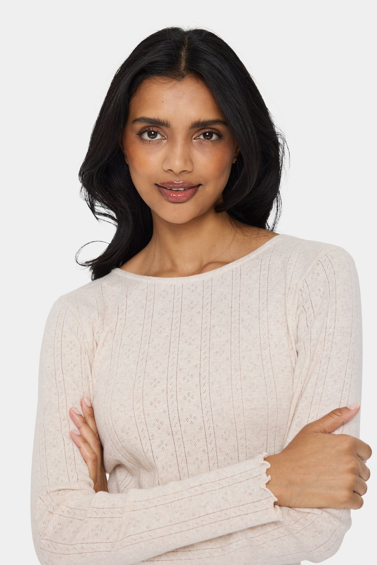 SAINT TROPEZ GRU GRAY MORNING MELANGE BLOUSE