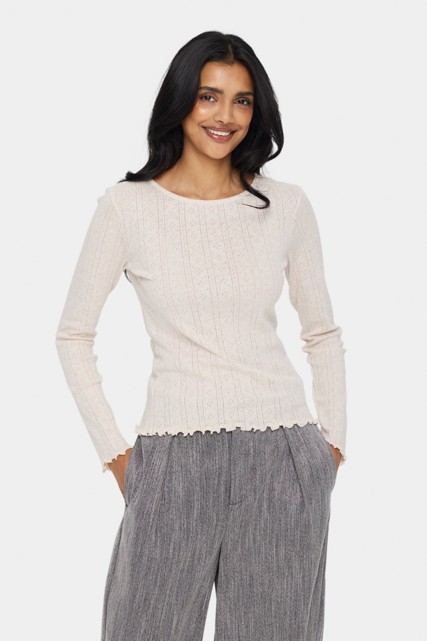 SAINT TROPEZ GRU GRAY MORNING MELANGE BLOUSE