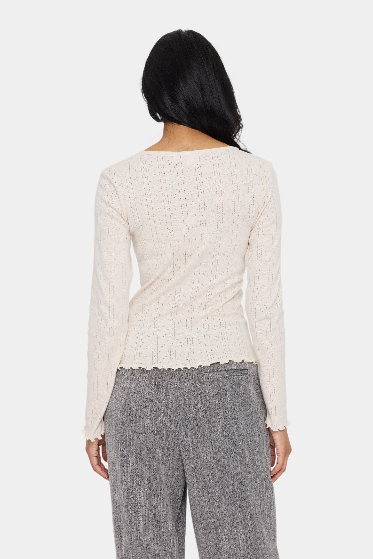 SAINT TROPEZ GRU GRAY MORNING MELANGE BLOUSE