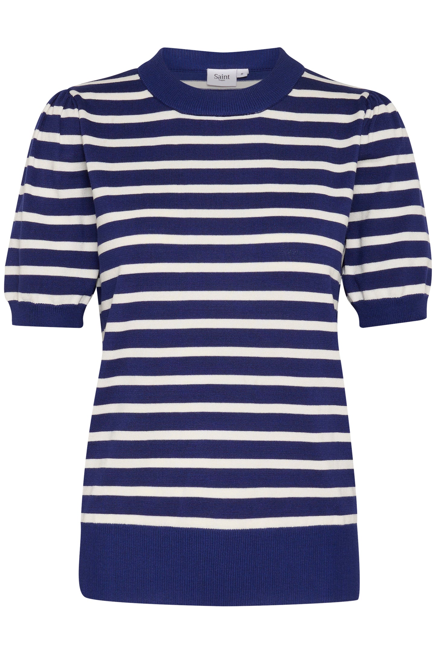 SAINT TROPEZ MILA SHORT SLEEVE STRIPPED PULLOVER IN MIDNIGHT SAIL