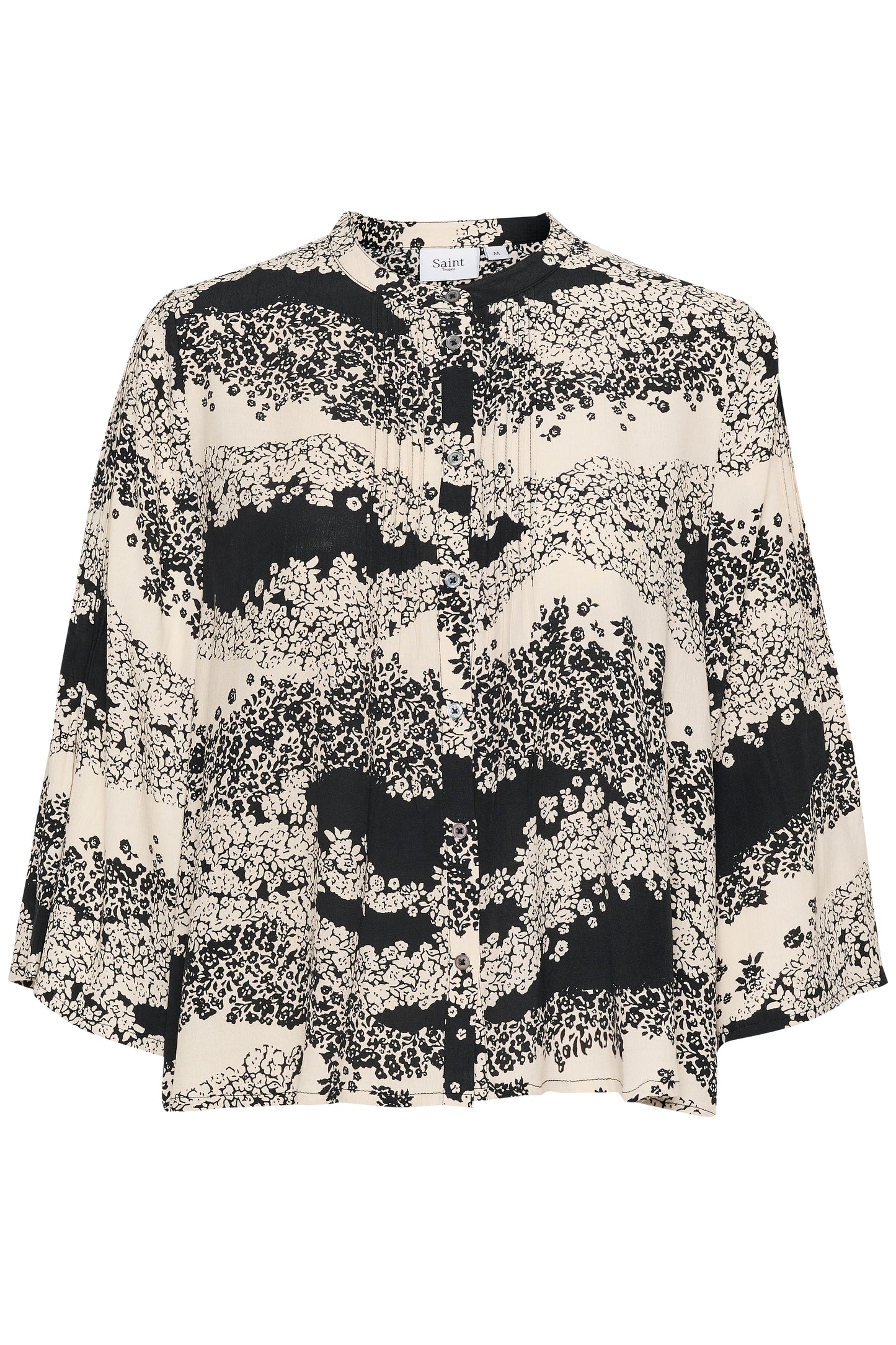 SAINT TROPEZ ISELIN BLOUSE IN BLACK WAVY FLOWER