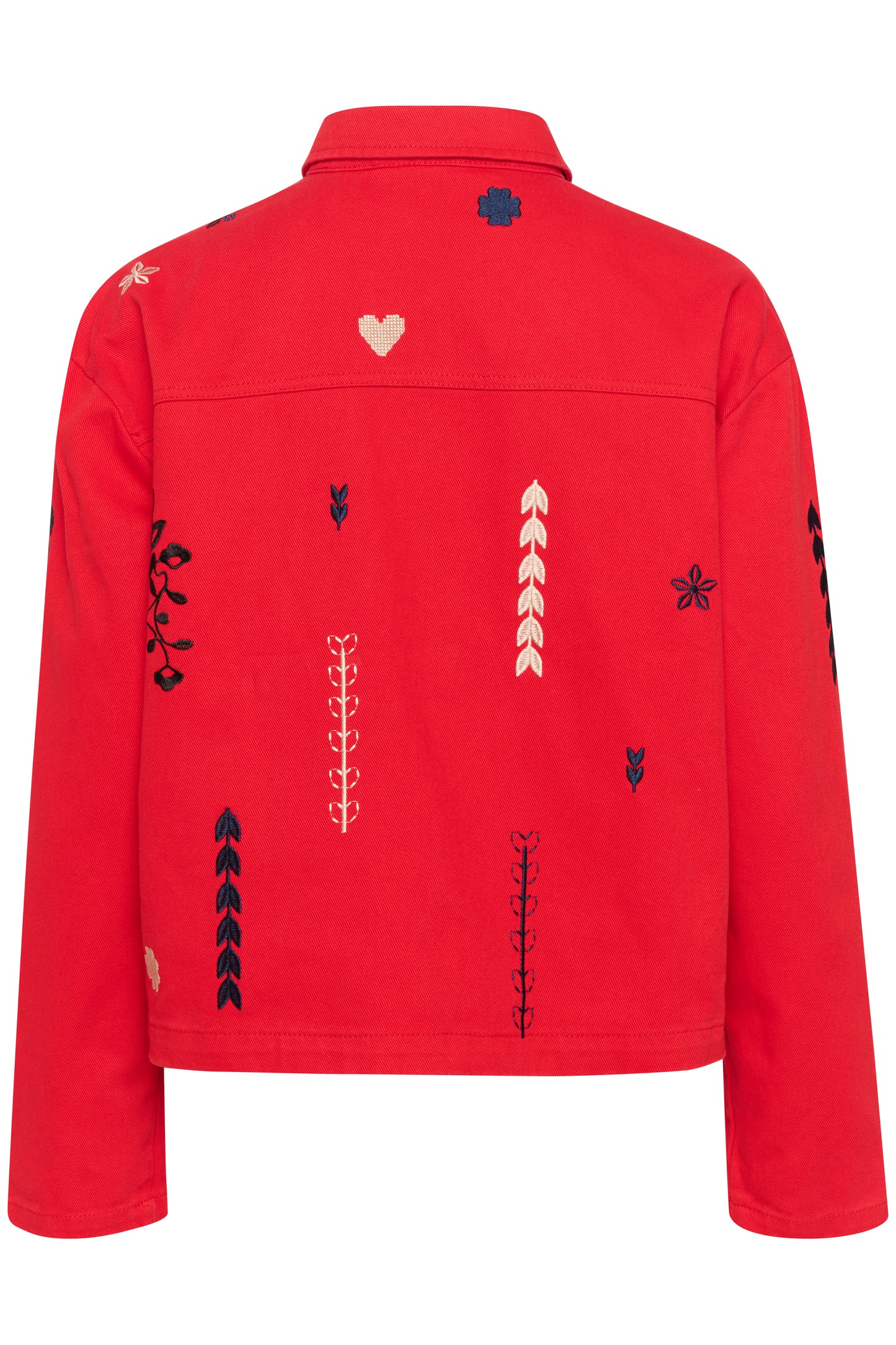 SAINT TROPEZ JEAN EMBROIDERED JACKET IN FLAME SCARLET