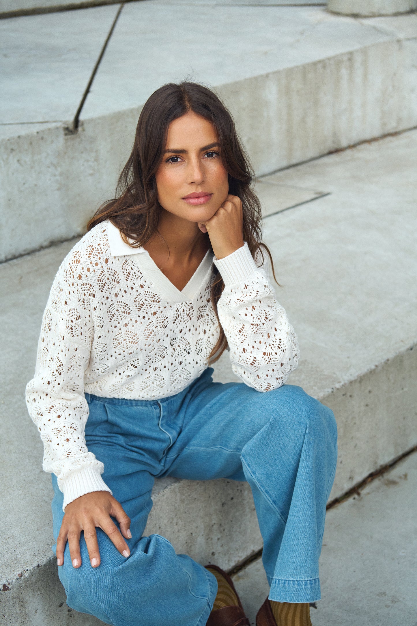 SAINT TROPEZ JUNA POLO PULLOVER IN ICE