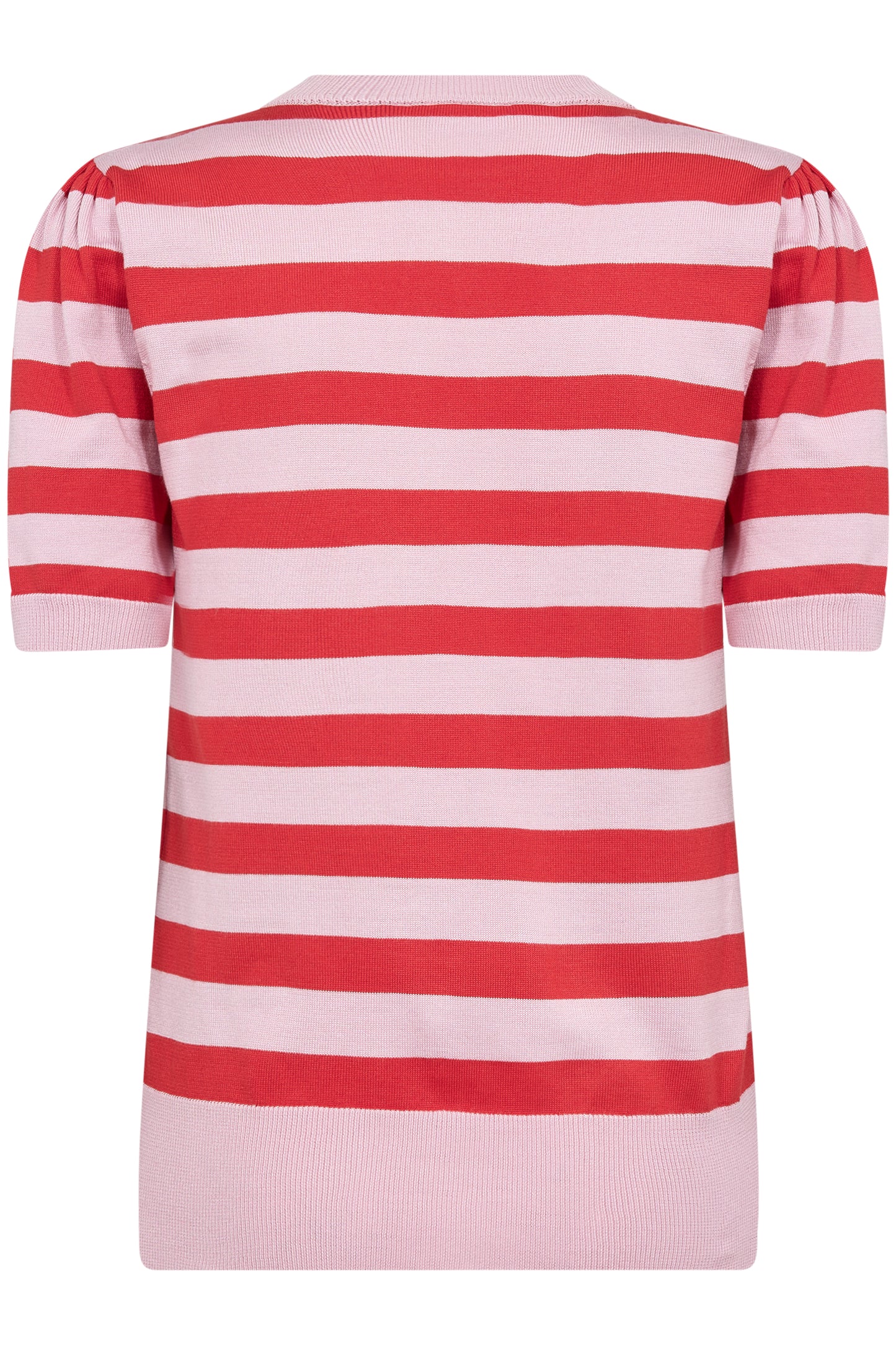 SAINT TROPEZ MILA SHORT SLEEVE BLOCK STRIPPED PULLOVER IN PINK FLAME