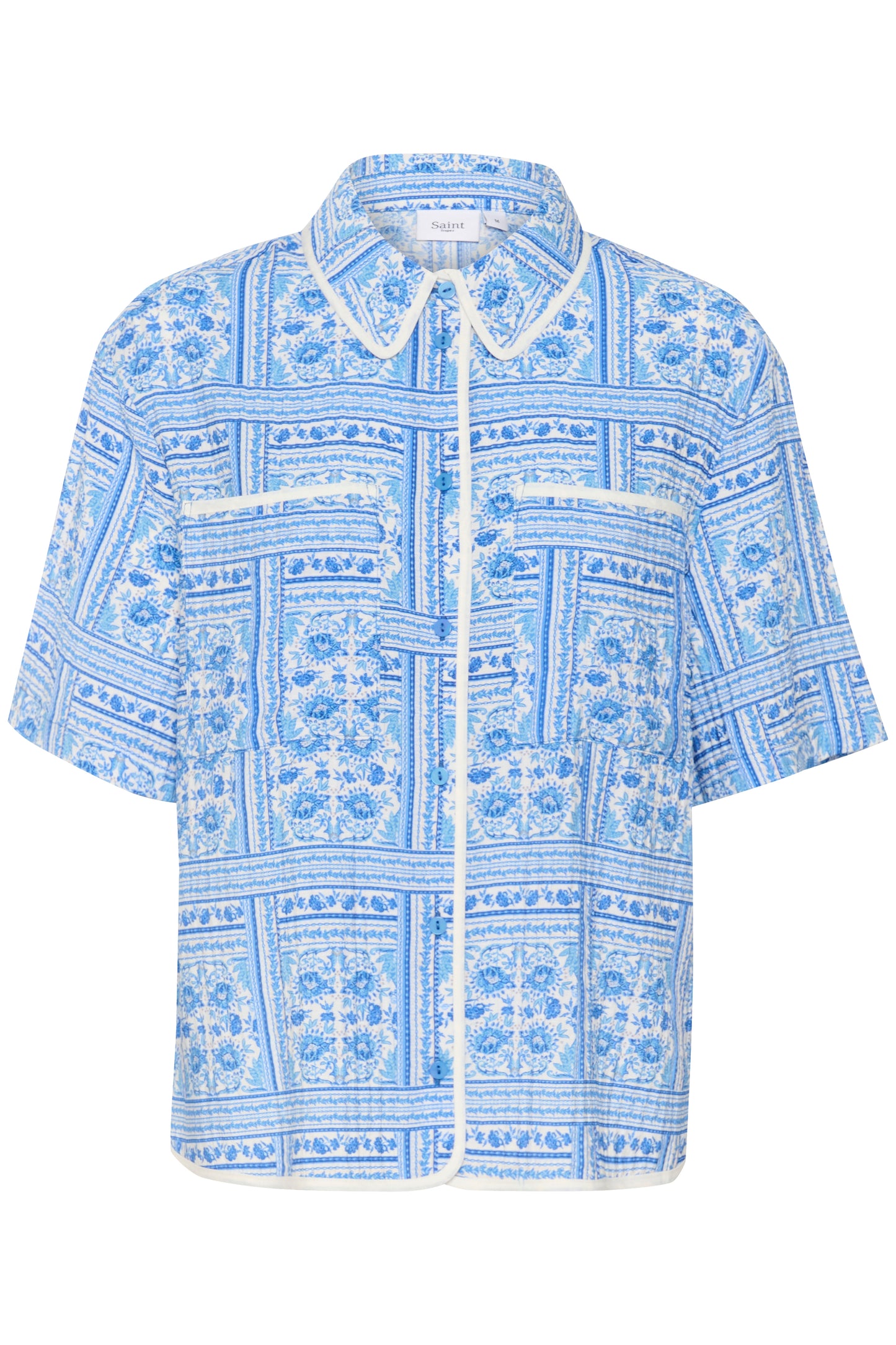 SAINT TROPEZ KAISA COLLARED SHIRT IN CAMPANULA PAISLEY