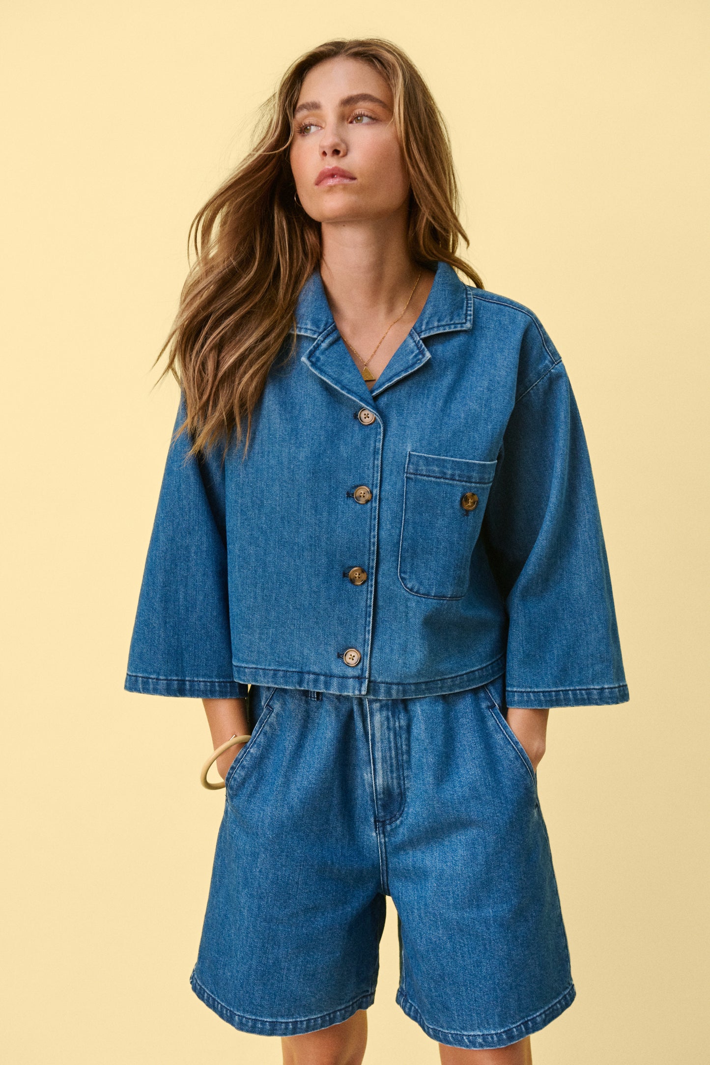 SAINT TROPEZ KAYO SHIRT IN MEDIUM BLUE DENIM