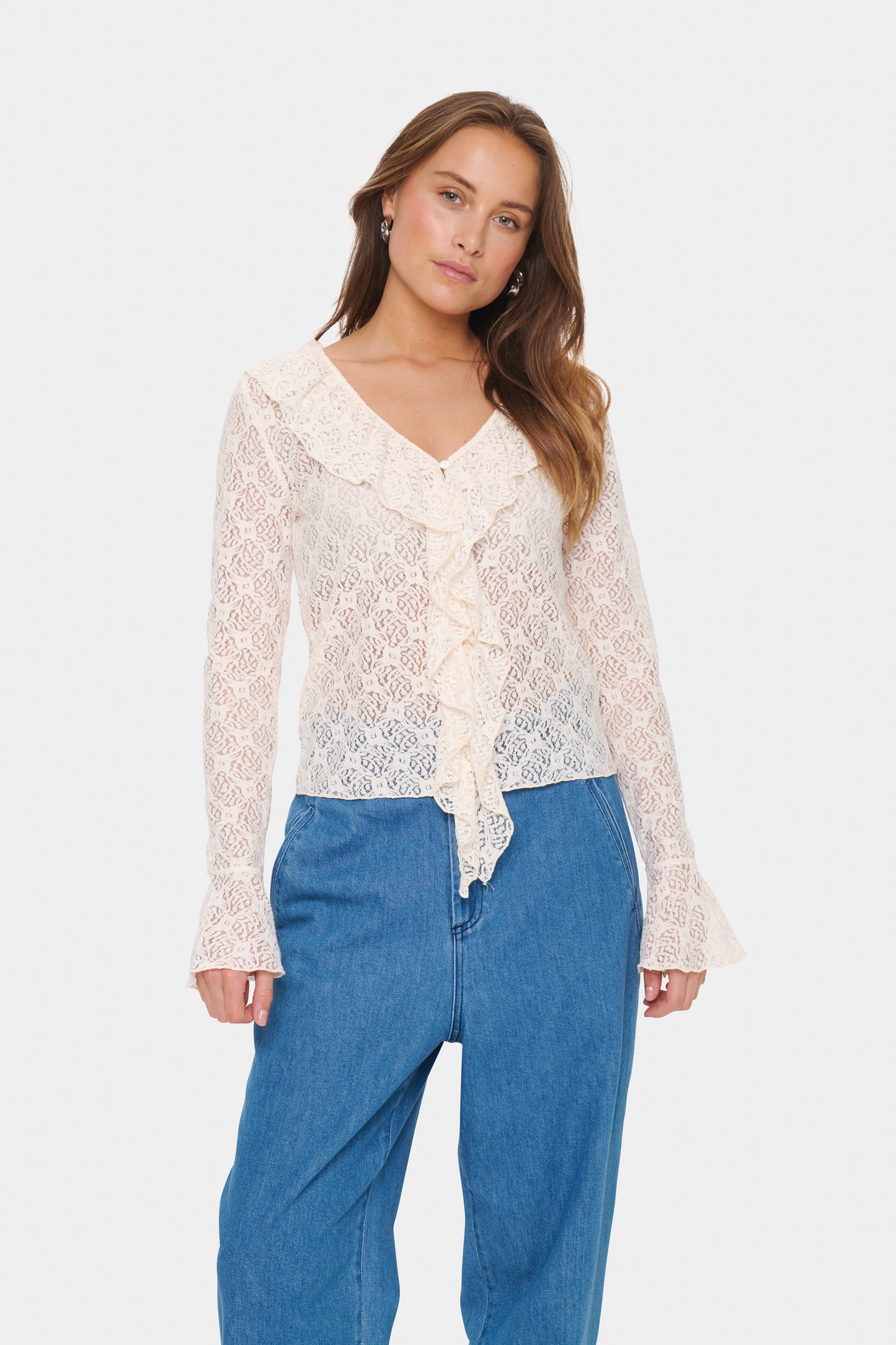 SAINT TROPEZ KATIA LACE BLOUSE IN ICE