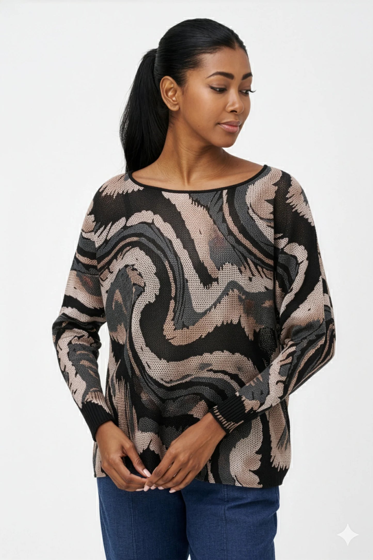 M MADE IN ITALY KNIT SWEATER IN MOON EROSION