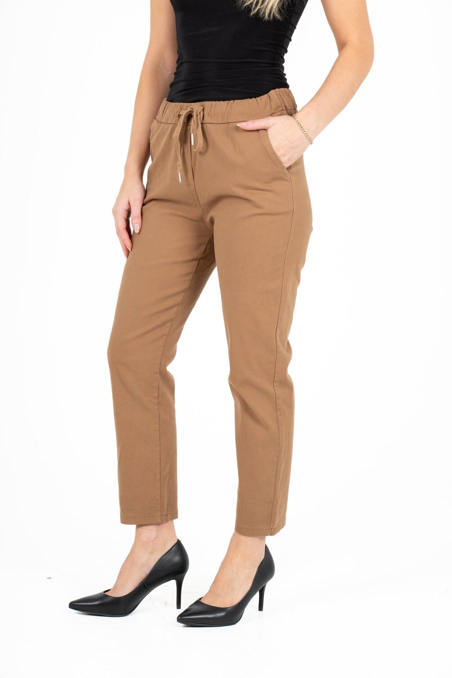 M MADE IN ITALY DARK DOE SKIN WOVEN PANTS