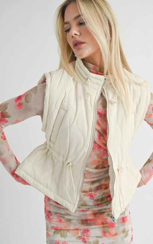 SAGE THE LABEL OFF WHITE HARLOW QUILTED VEST