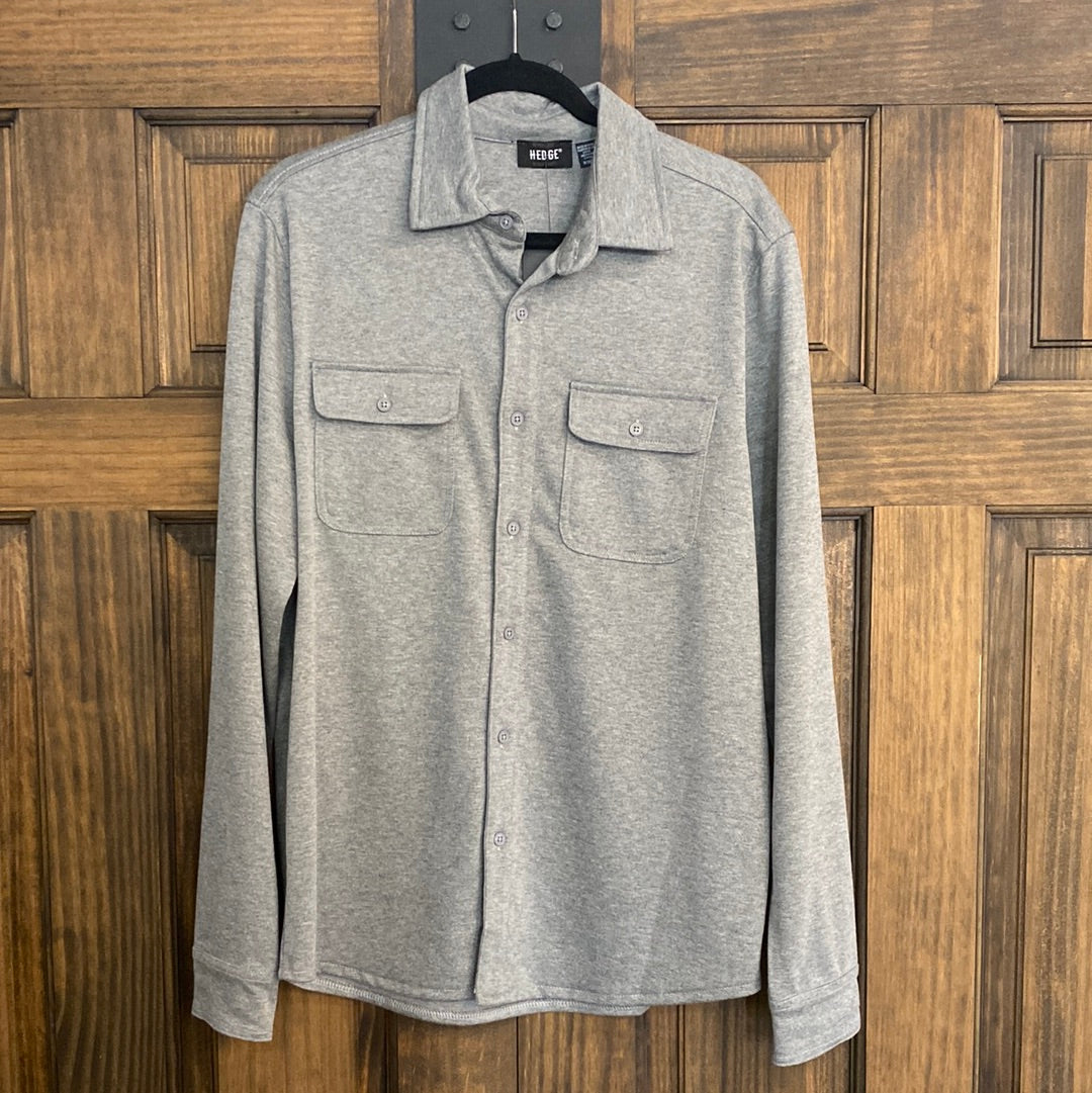 HEDGE MEN'S LONG SLEEVE BUTTONUP IN GREY