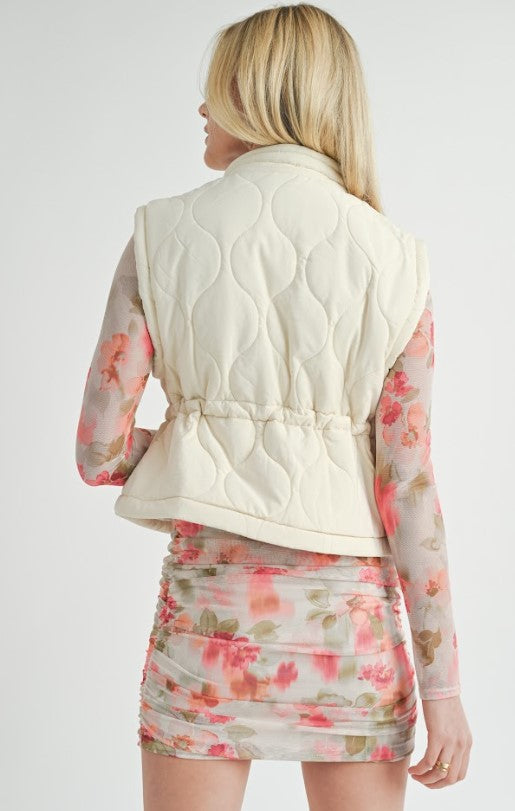 SAGE THE LABEL OFF WHITE HARLOW QUILTED VEST