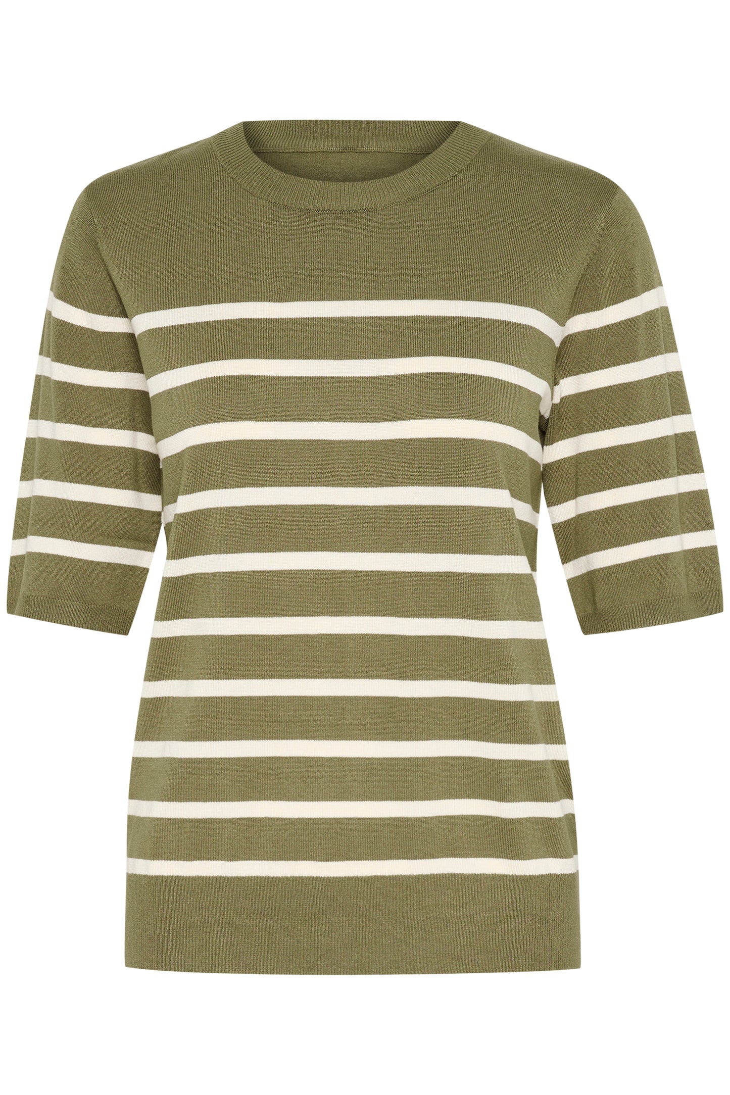 CULTURE ANNEMETTE SHORT SLEEVE PULLOVER IN DUSKY GREEN STRIPE