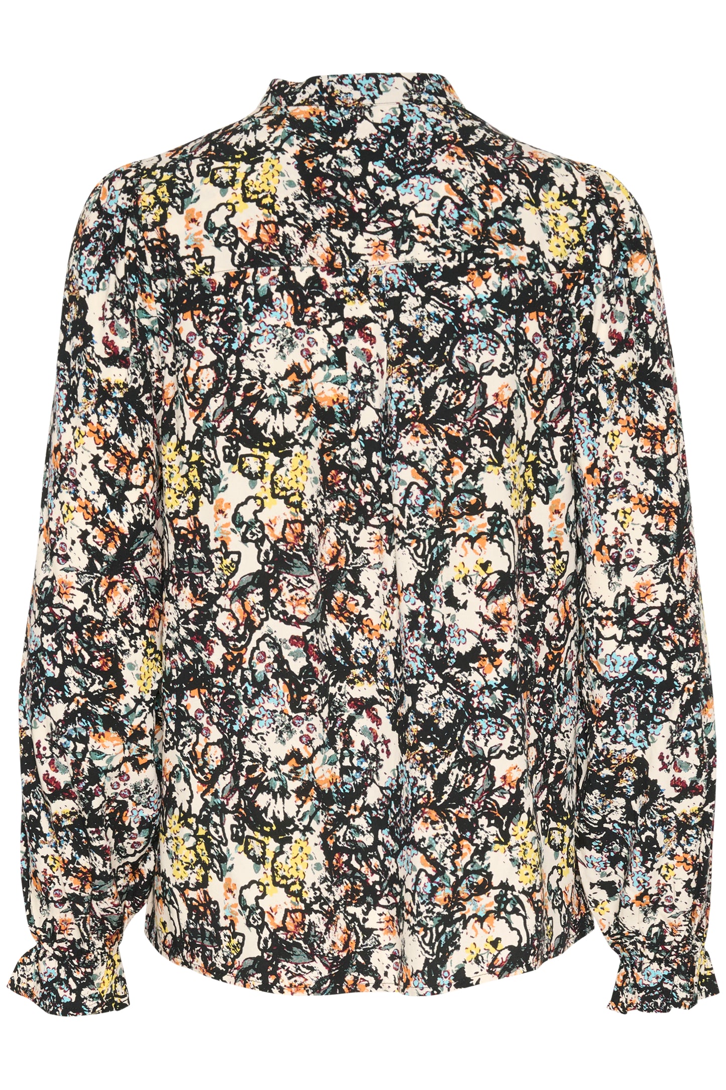 CULTURE SIKA BELLO BLOUSE IN BLACK AND ORANGE FLOWER PRINT