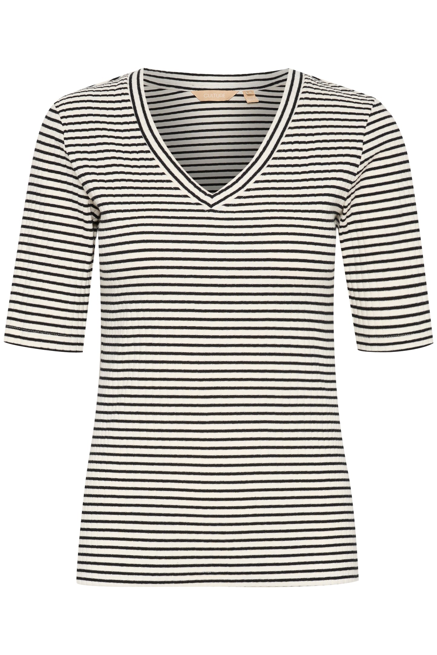 CULTURE TEA DOLLY SHORT SLEEVE T-SHIRT IN SPRING GARDENIA AND BLACK STRIPE