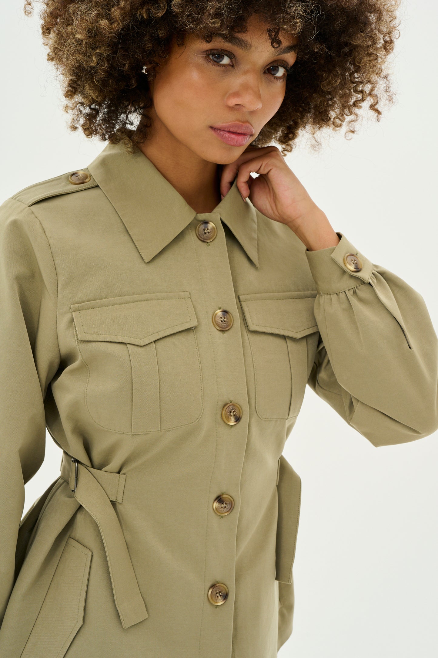 CULTURE KAILA JACKET IN DUSKY GREEN